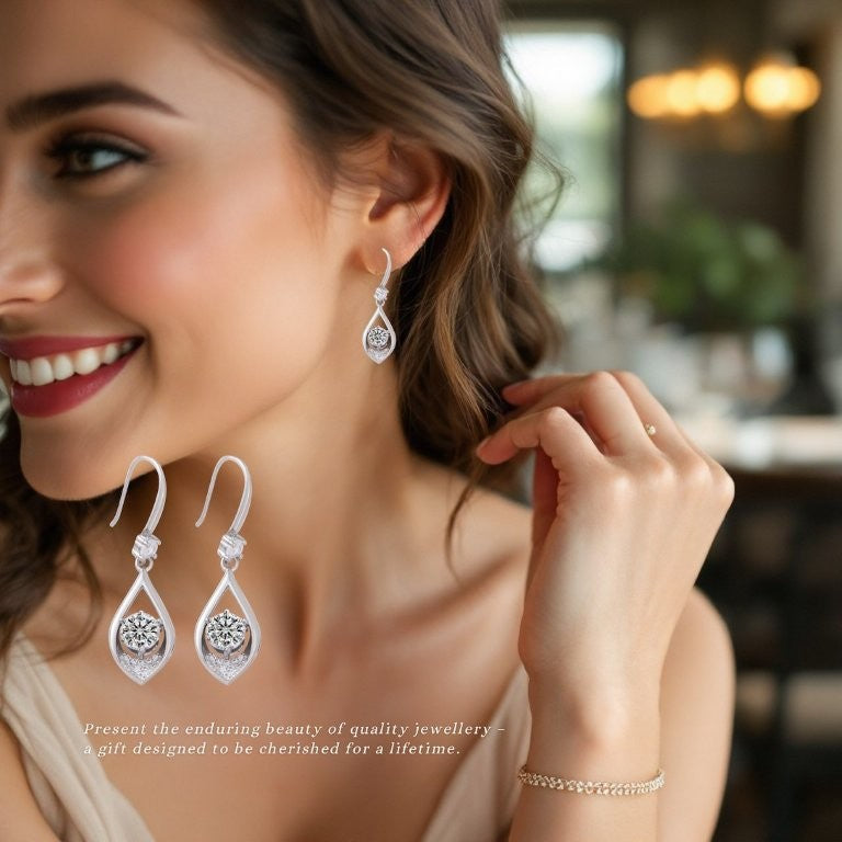 Raindrop Silver Plated Hook Drop Earrings