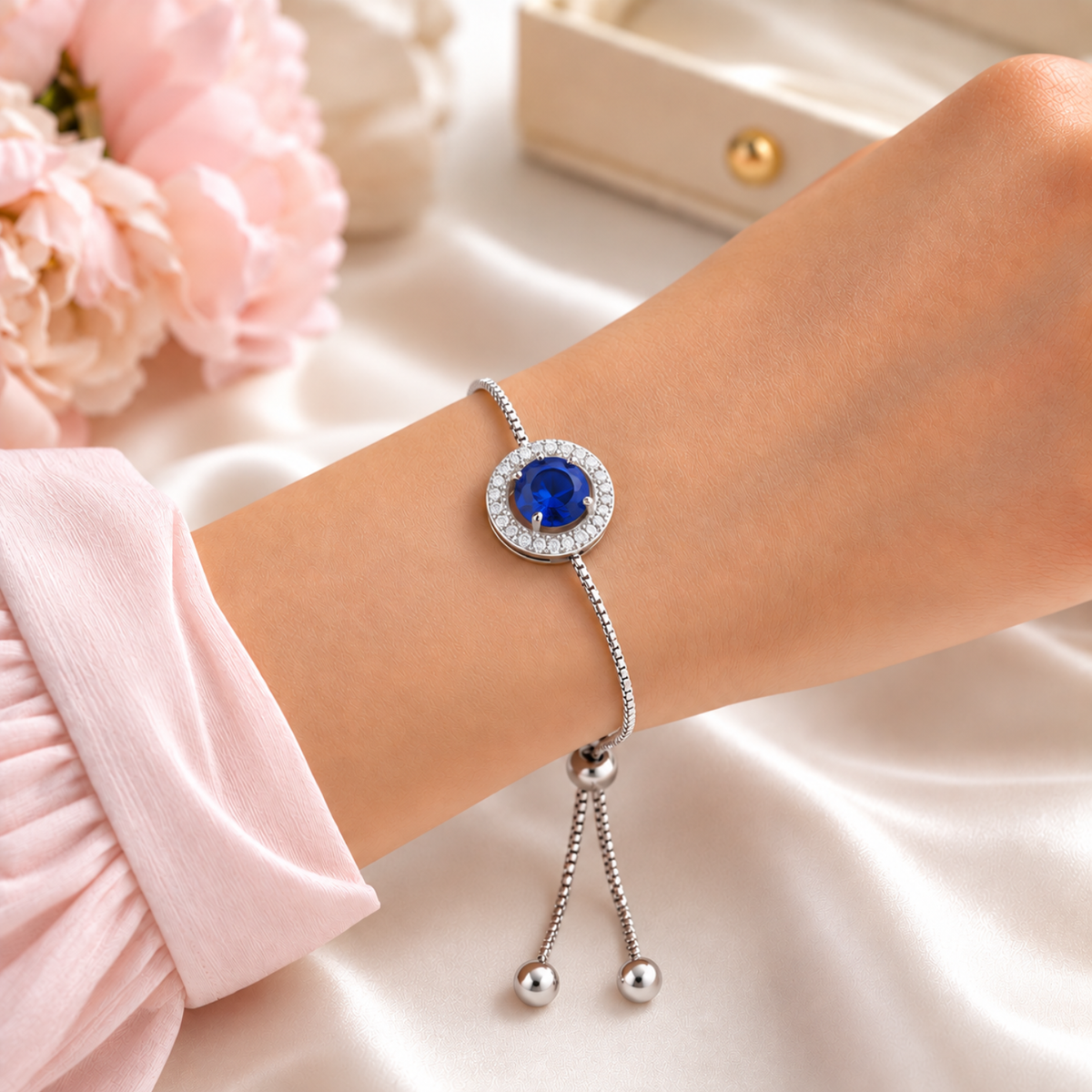 Halo Adjustable Crystal Bracelet, Ring & Earrings with Message and Gift Box – Birthday, Christmas, Mum Gift