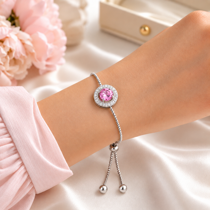 Love Heart Pendant Earrings and Bracelet Pink Jewellery Tri-Set
