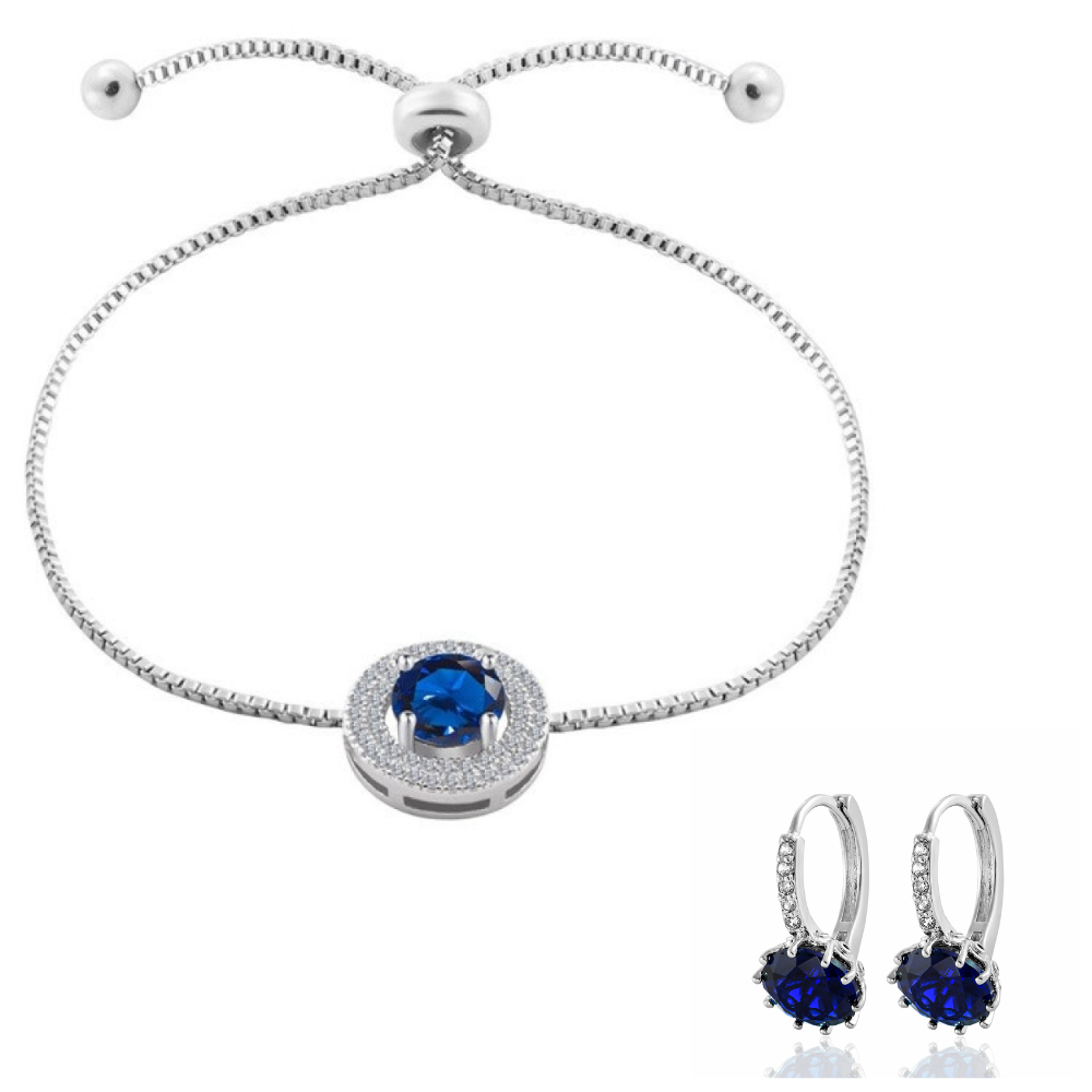 Celeste Halo Crystal Bracelet and Drop Earrings Set