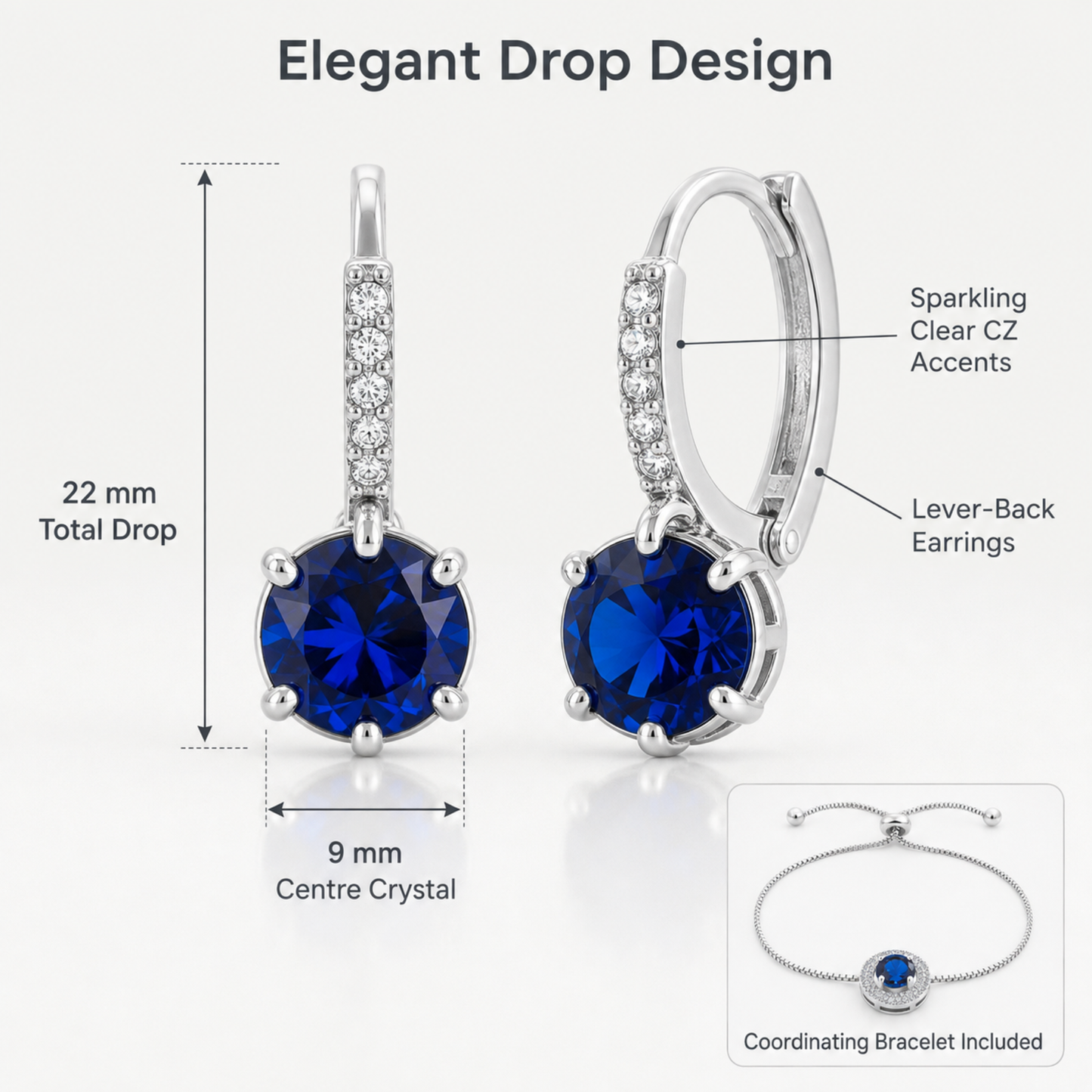 Celeste Halo Crystal Bracelet and Drop Earrings Set