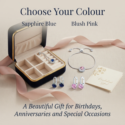 Celeste Halo Crystal Bracelet and Drop Earrings Set