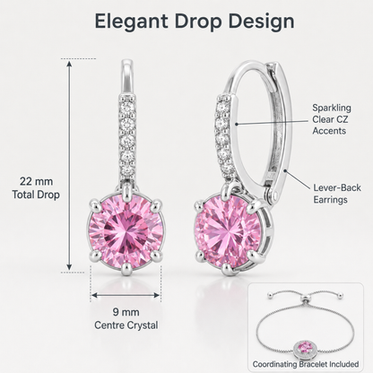 Celeste Halo Crystal Bracelet and Drop Earrings Set
