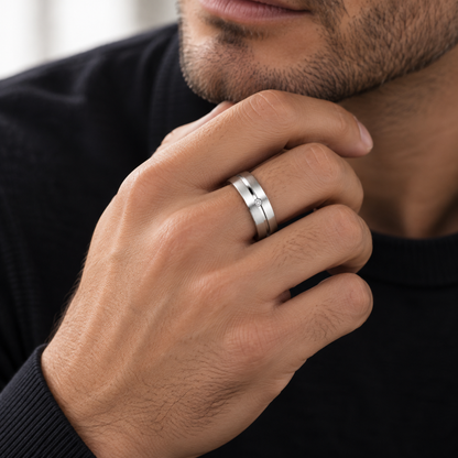 Elegant Silver Tone Engagement Crystal Ring - 4 Sizes