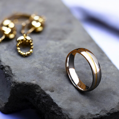 Men’s 24K Gold and Silver Plated Band Wedding Ring