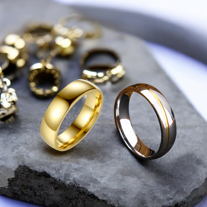 Men’s 24K Gold and Silver Plated Band Wedding Ring