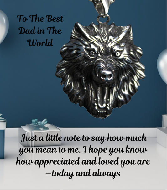 Father’s Day Gifts Men’s Fenrir Wolf Head Stainless Steel Pendant Necklace
