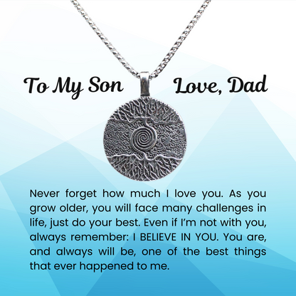 316L Stainless Steel Tree of Life Necklace for Your Son Grandson with Personalised Message