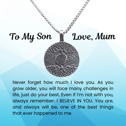 316L Stainless Steel Tree of Life Necklace for Your Son Grandson with Personalised Message