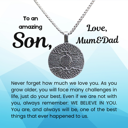 316L Stainless Steel Tree of Life Necklace for Your Son Grandson with Personalised Message