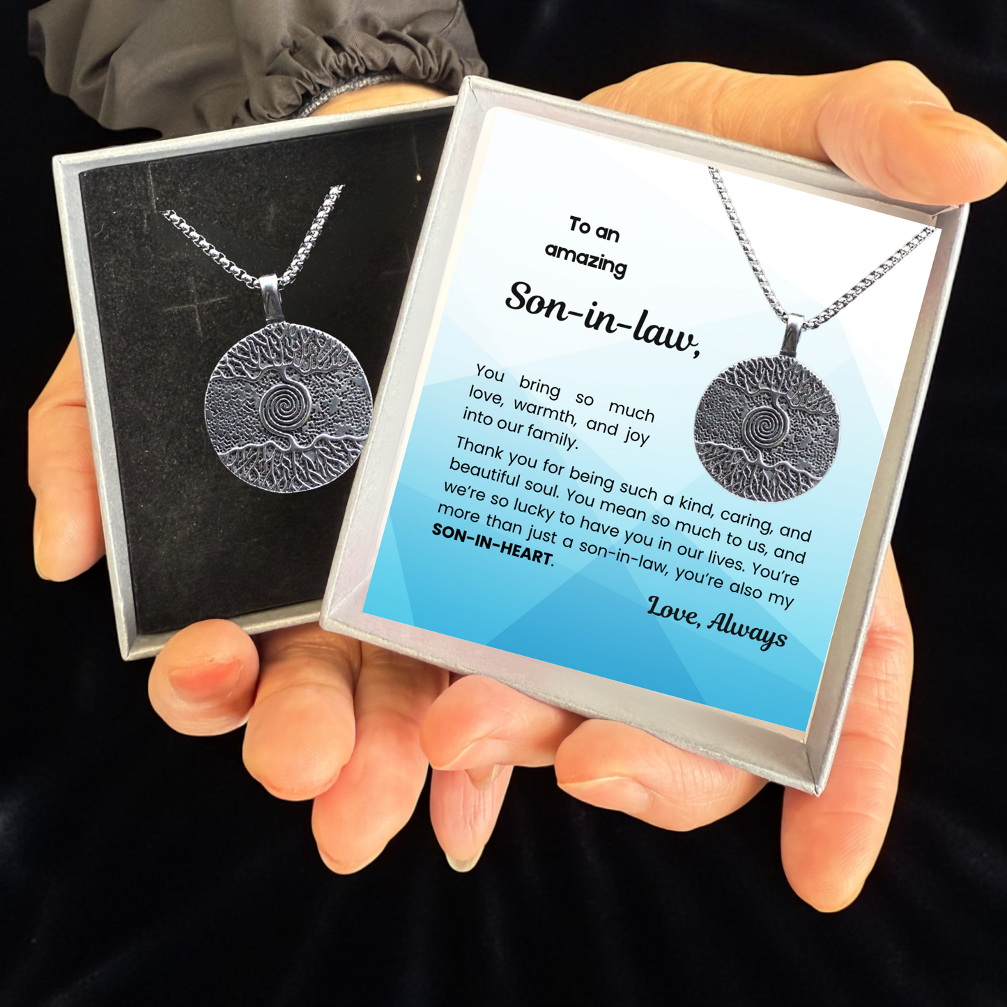 316L Stainless Steel Tree of Life Necklace for Your Son Grandson with Personalised Message