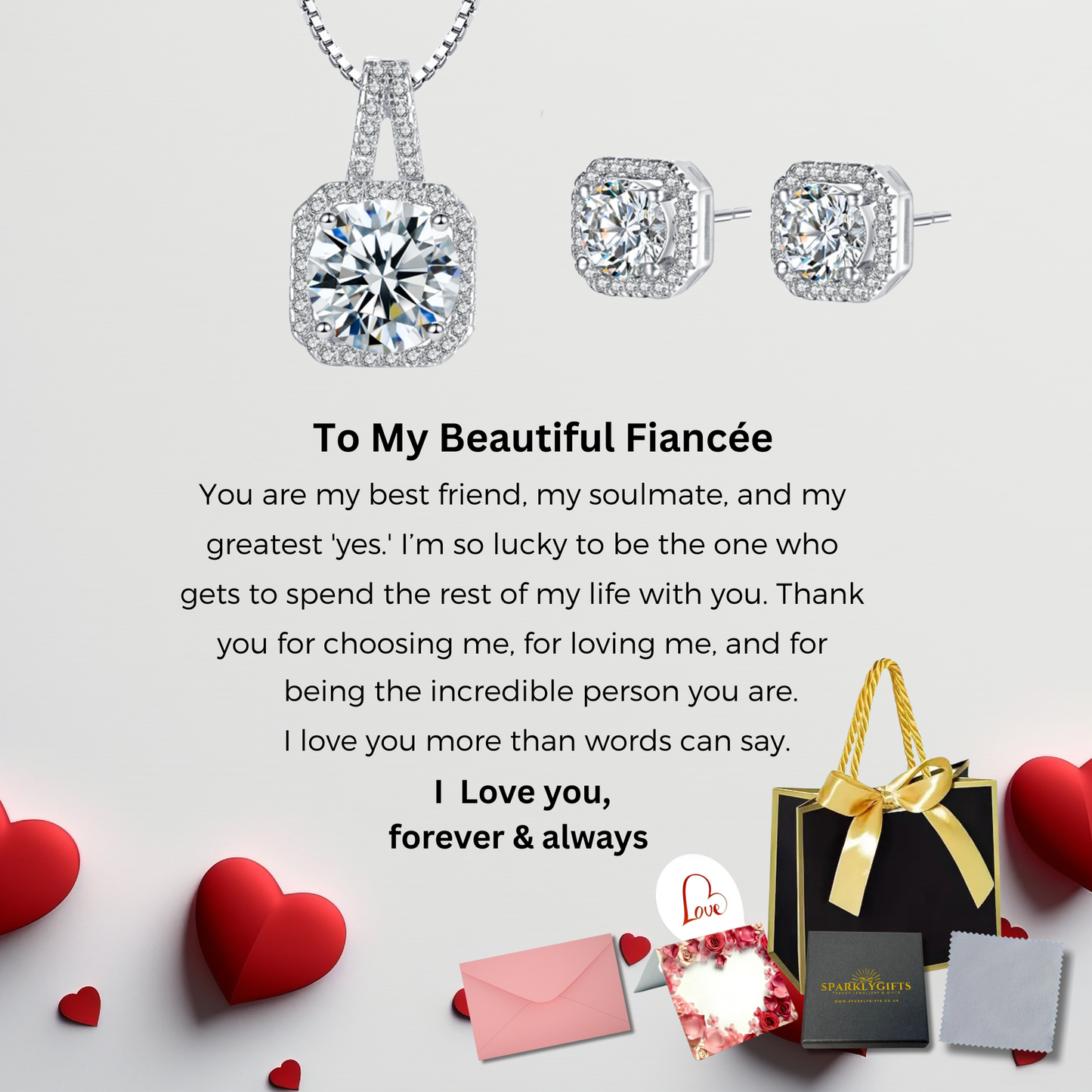 The "Eternal Radiance"Set With Message Card For Fiancee Valentine's Day Gift