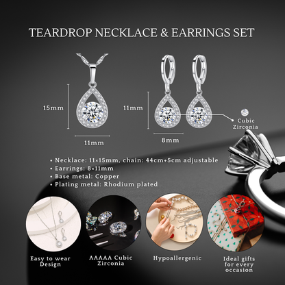 The "Brilliant Love" Teardrop Set With Message Card For My Love Valentine's Day Gift