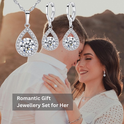 The "Brilliant Love" Teardrop Set With Message Card For Girlfriend Valentine's Day Gift