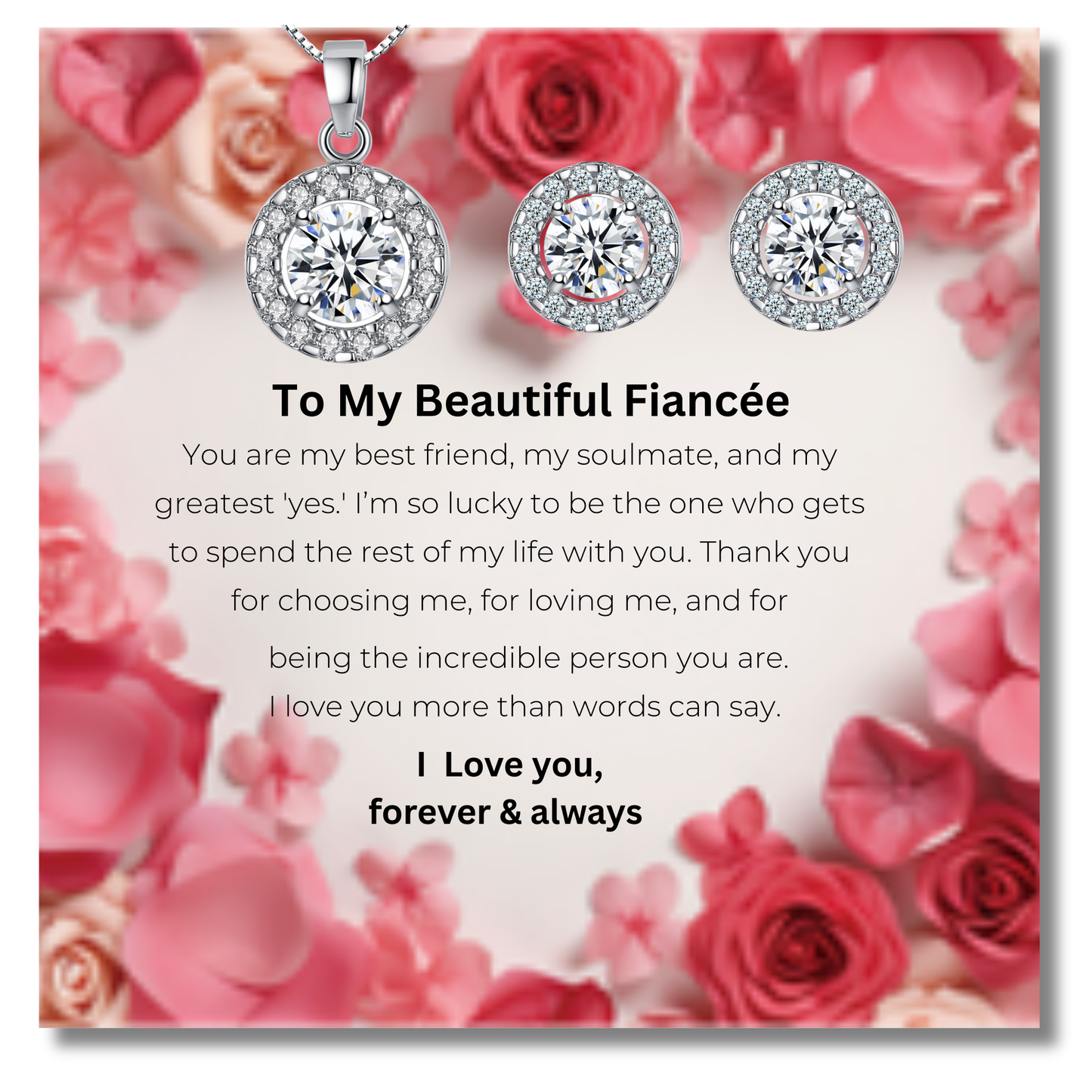 The "Round Halo "Set With Message Card For Fiancee Valentine's Day Gift