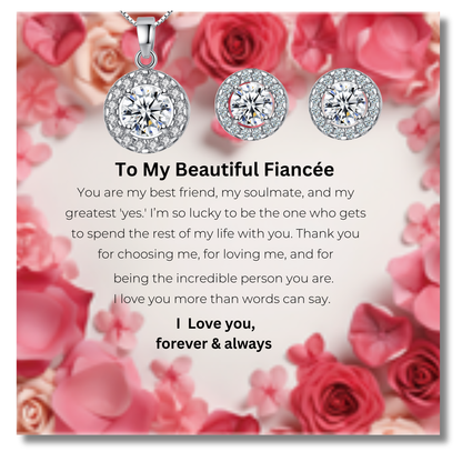 The "Round Halo "Set With Message Card For Fiancee Valentine's Day Gift