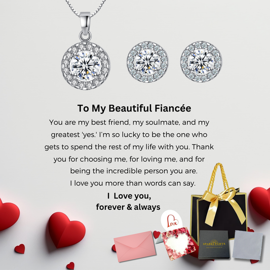 The "Round Halo "Set With Message Card For Fiancee Valentine's Day Gift