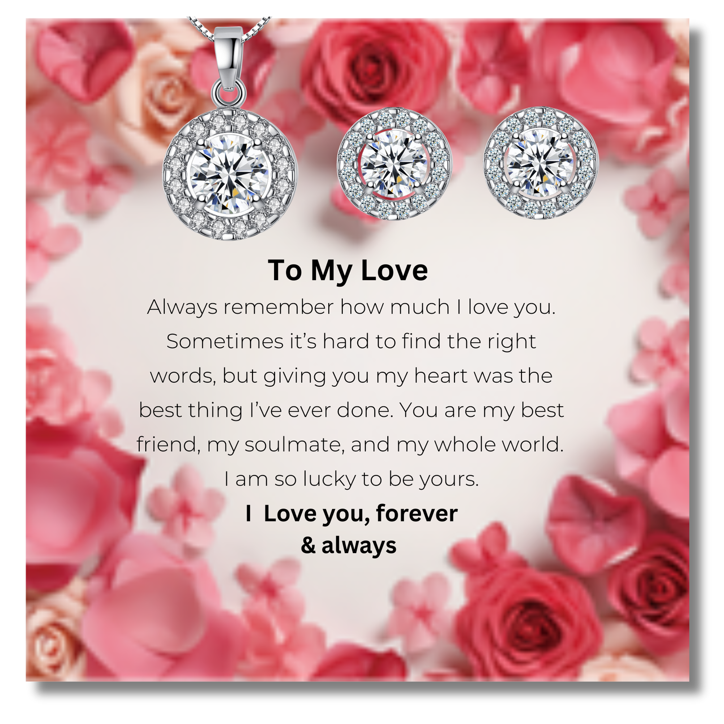 The "Round Halo "Set With Message Card For My Love Valentine's Day Gift