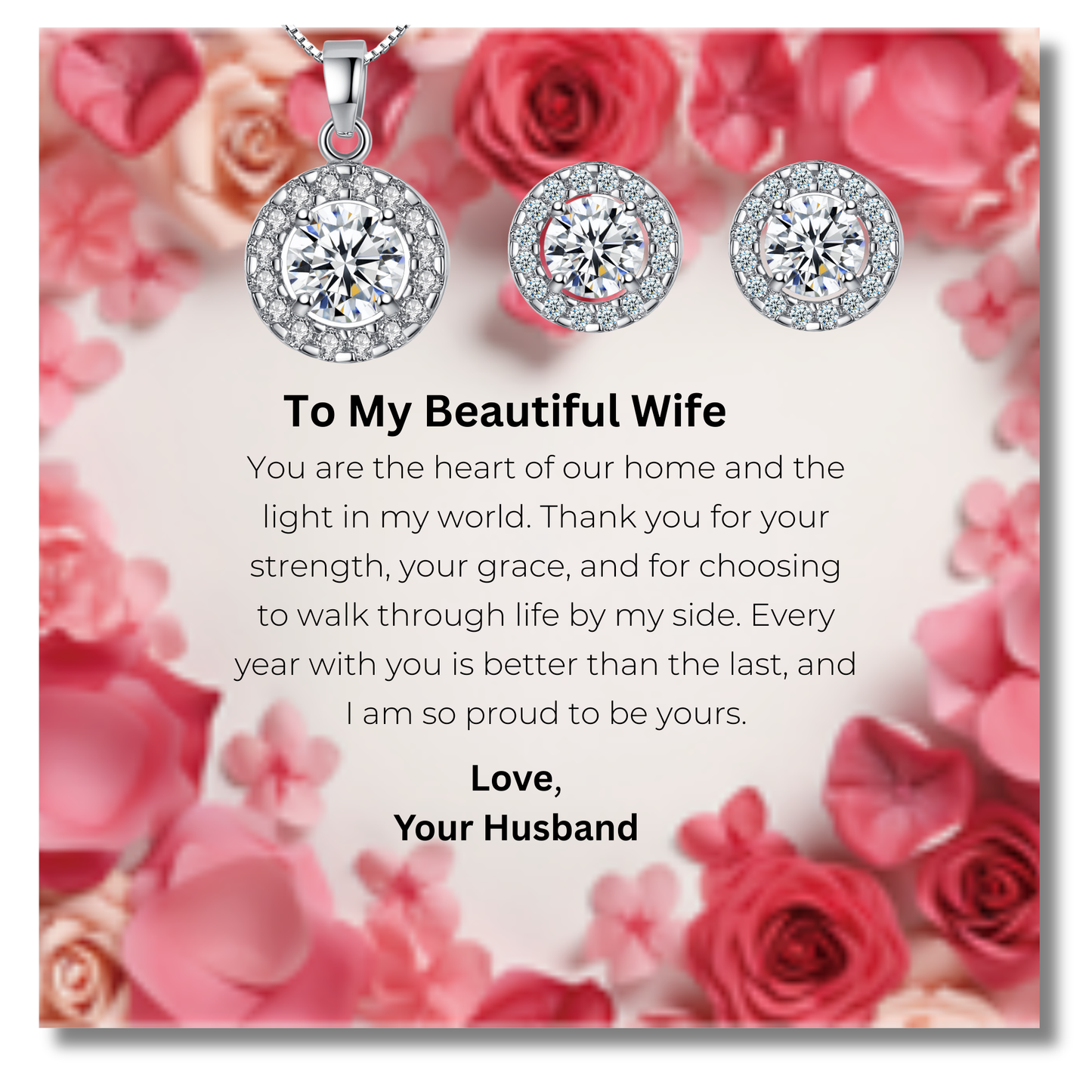 The "Round Halo "Set With Message Card For Wife Valentine's Day Gift