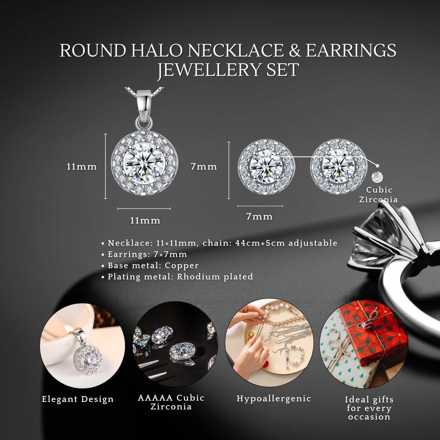 The "Round Halo "Set With Message Card For Fiancee Valentine's Day Gift