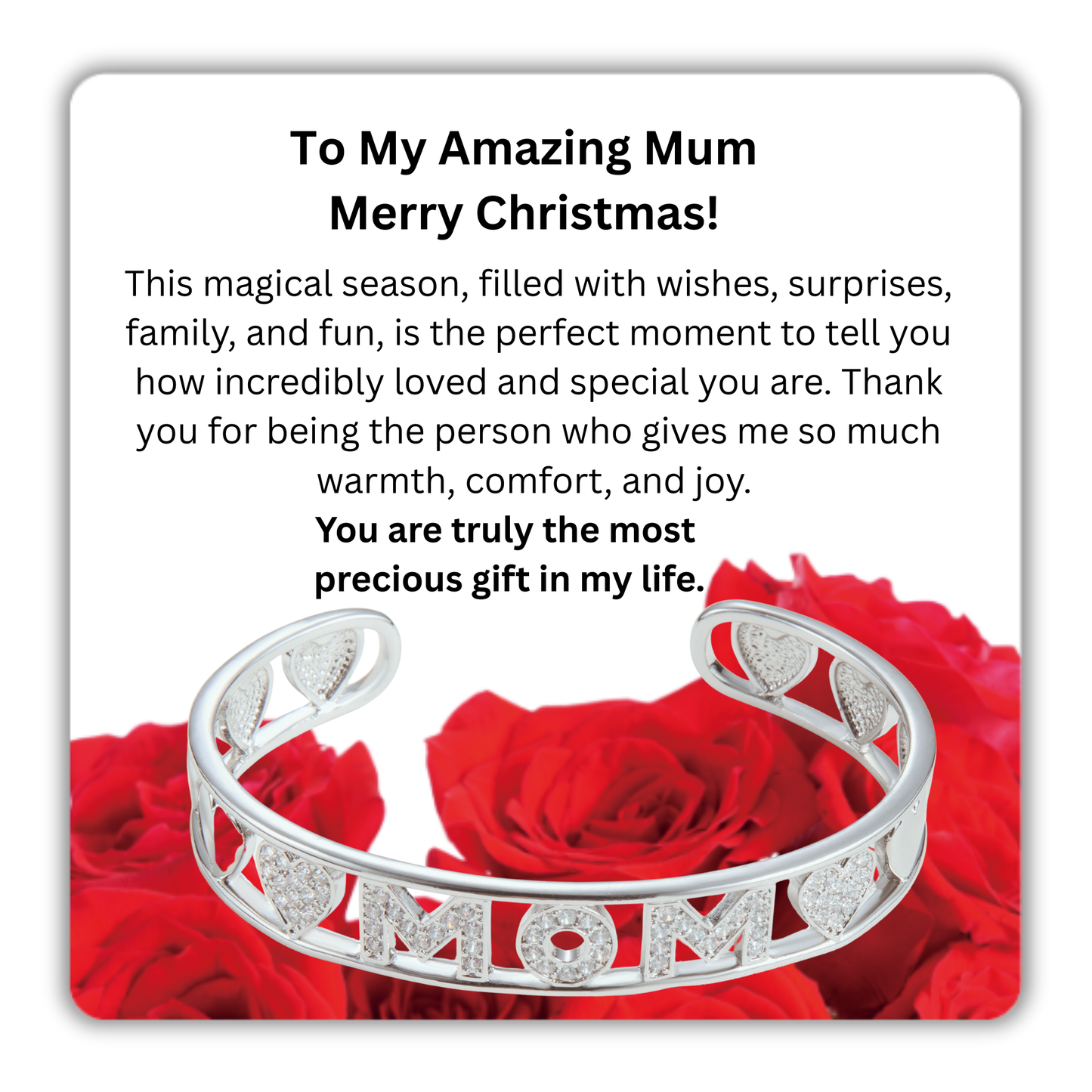 To My Mum Mom Cuff Bangle with Message Card
