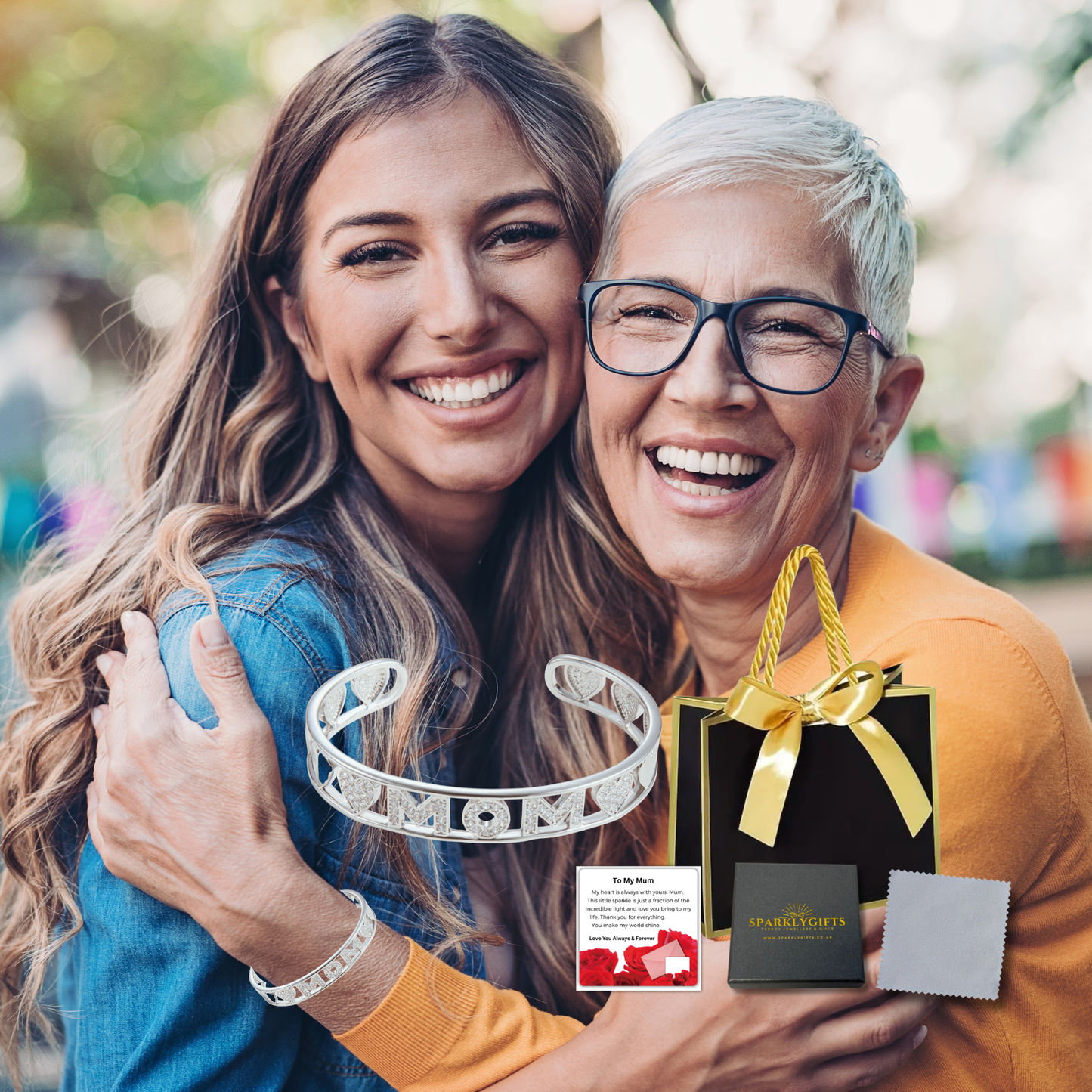 To My Mum Mom Cuff Bangle with Message Card