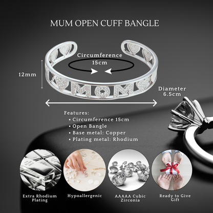 To My Mum Mom Cuff Bangle with Message Card