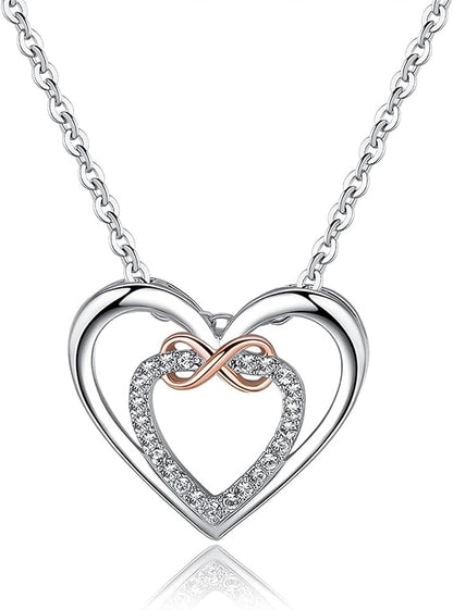 Swarovski Elements 'Infinity' Doulbe Heart Necklace