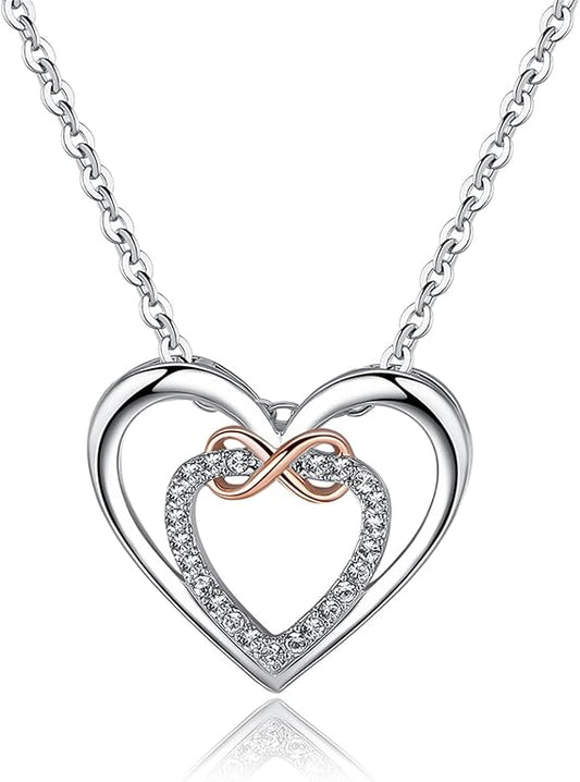 Swarovski Elements 'Infinity' Doulbe Heart Necklace