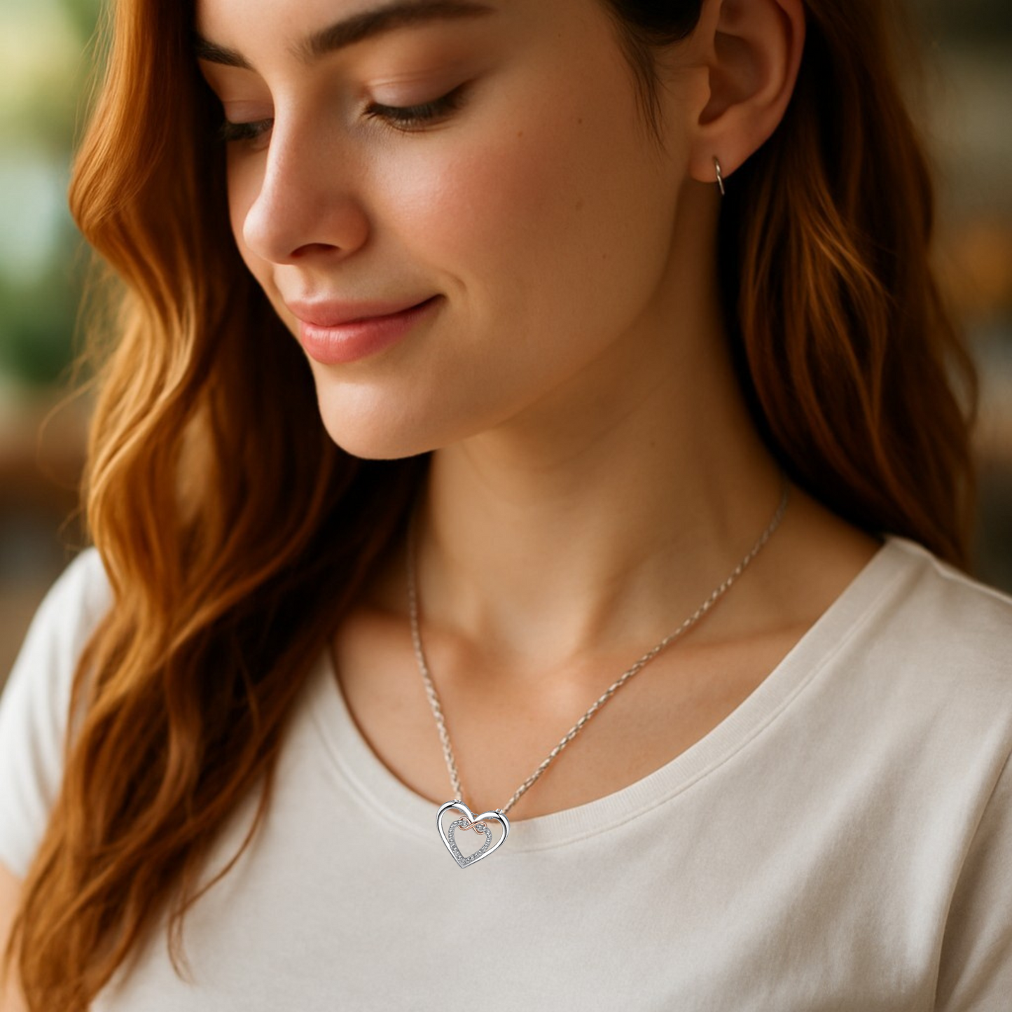 To My Daughter Interlocking Heart Pendant Necklace with Message Card