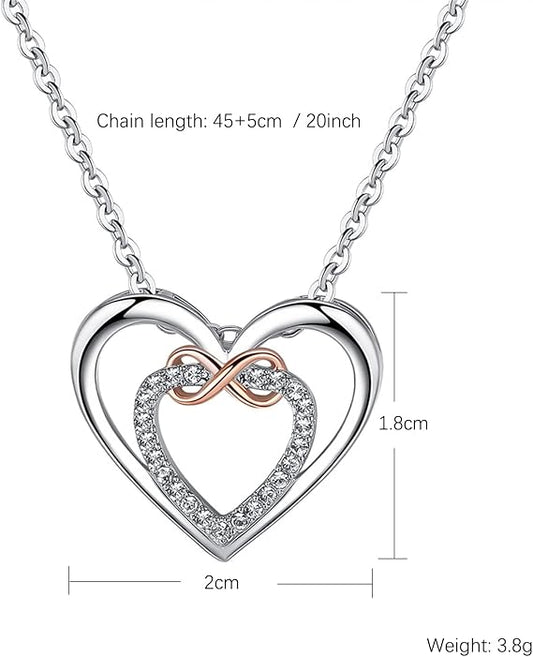 Swarovski Elements 'Infinity' Doulbe Heart Necklace
