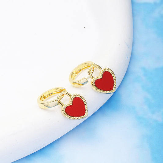 Women Black and Red Double-sided Love Earrings Multi-way Wearing