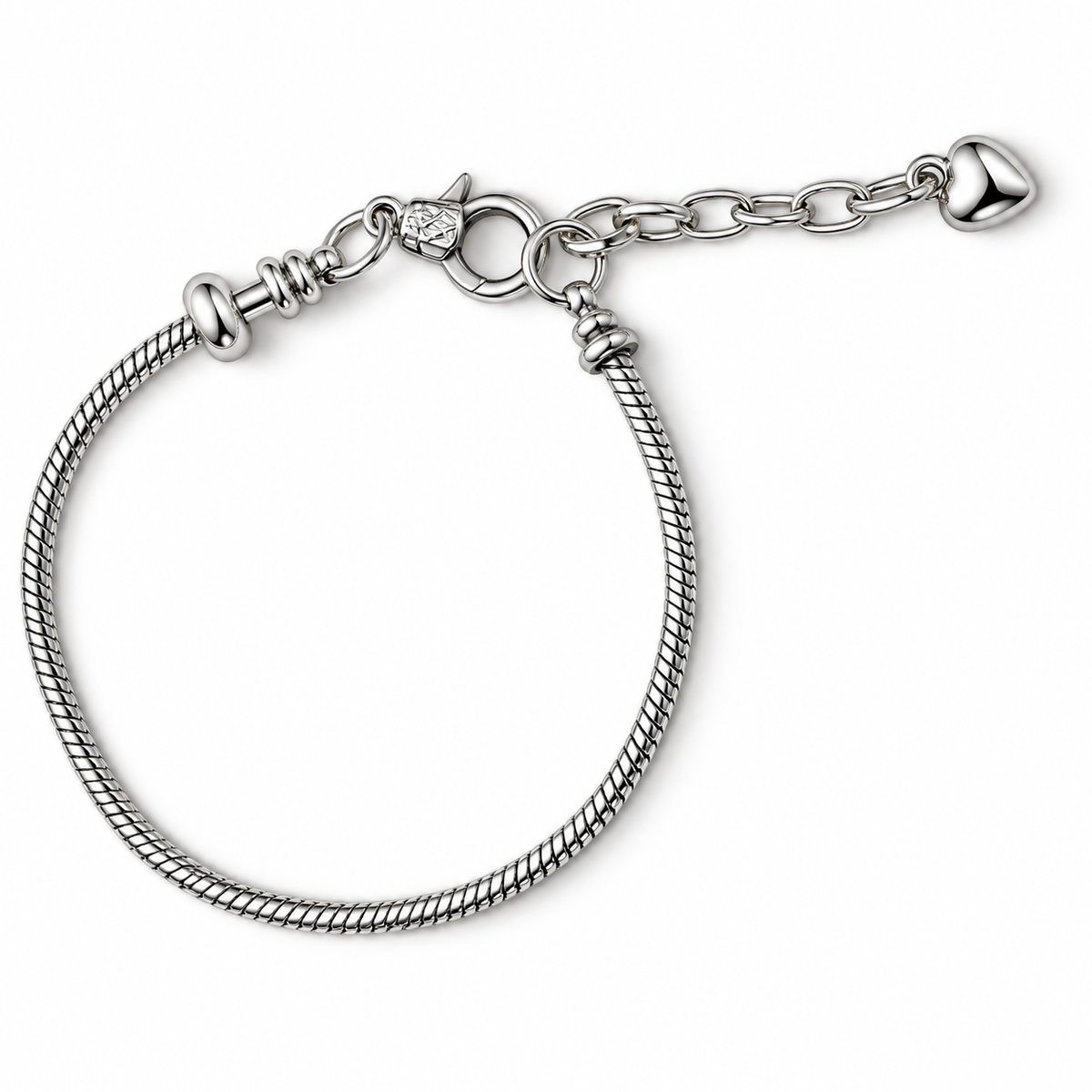 Winter Wonderland Rose & Silver-Plated Charm Bracelet with 12 Beads and Snowflake Charm Pendant