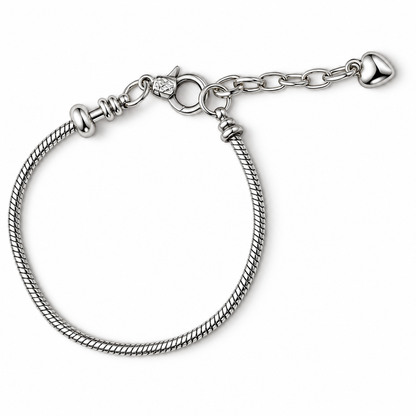 Winter Wonderland Rose & Silver-Plated Charm Bracelet with 12 Beads and Snowflake Charm Pendant