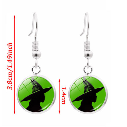 Wicked Inspired Witch Stainless Steel Drop Hook Elphaba Glinda Earrings