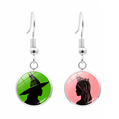 Wicked Inspired Witch Stainless Steel Drop Hook Elphaba Glinda Earrings