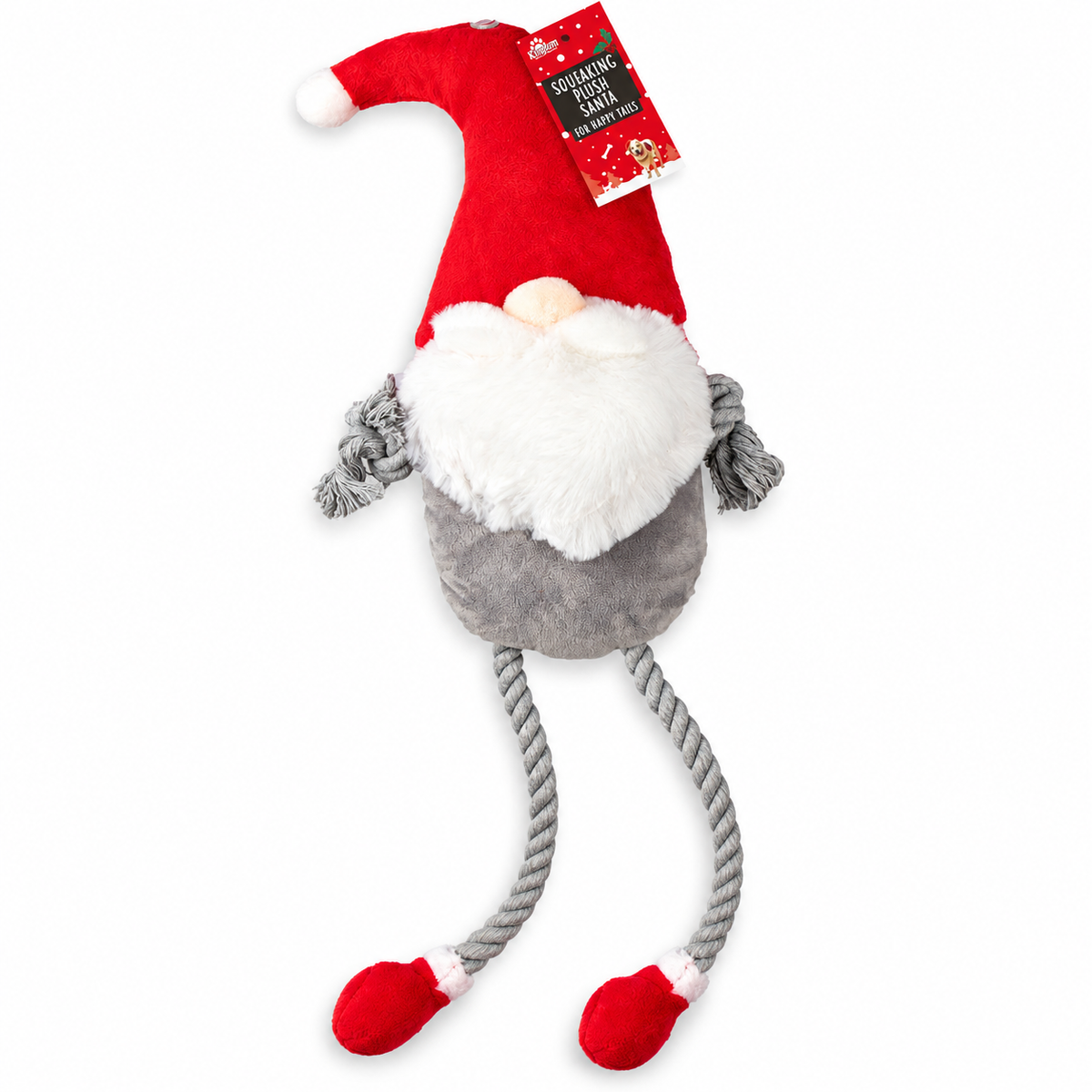 Christmas Squeaking Plush Santa & Rope Plush Gonk Dog Toy