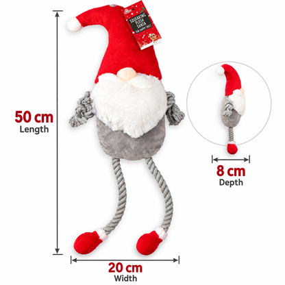 Christmas Squeaking Plush Santa & Rope Plush Gonk Dog Toy
