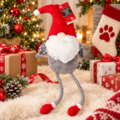 Christmas Squeaking Plush Santa & Rope Plush Gonk Dog Toy
