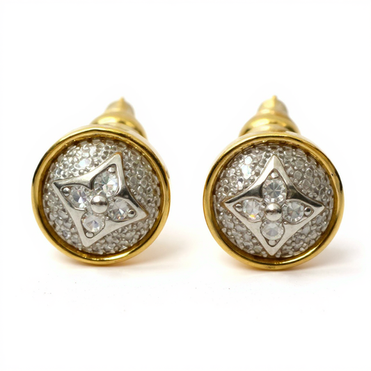 Pave Clover Studs 18K Gold Plated Sterling Silver Post Earrings