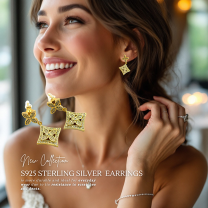 Gilded Bloom 18K Gold Plated Sterling Silver Drop Earrings