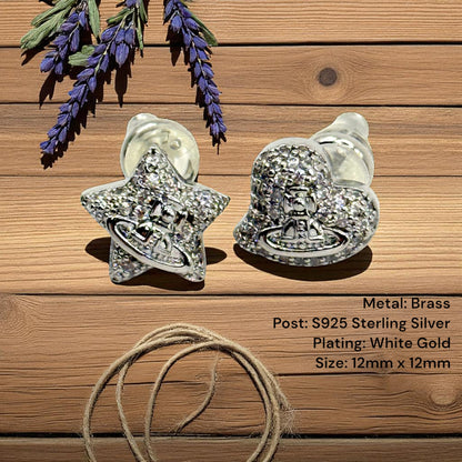 Star Orbit Studs Sterling Silver Post Earrings