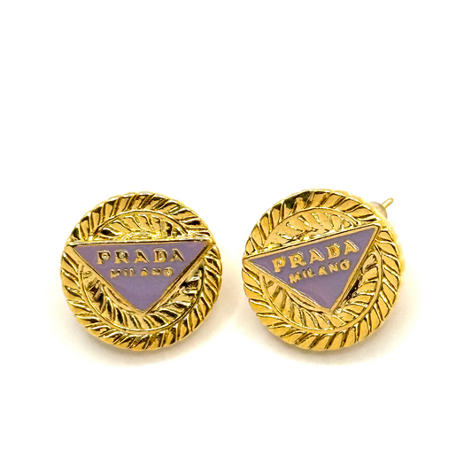 Lavender Triangle Studs 18K Gold Plated Sterling Silver Post Earrings