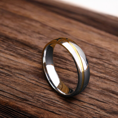Men’s 24K Gold and Silver Plated Band Wedding Ring
