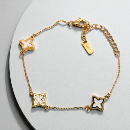 S925 Sterling Silver Golden Clover Charm Bracelet