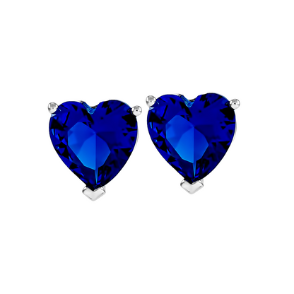 Sterling Silver Heart Zircon Pendant Necklace & Stud Earrings Set