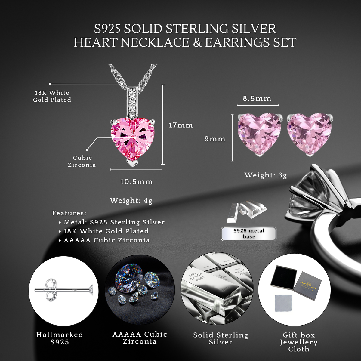 S925 Sterling Silver Jewellery Set with Personalised Message Write Your Own