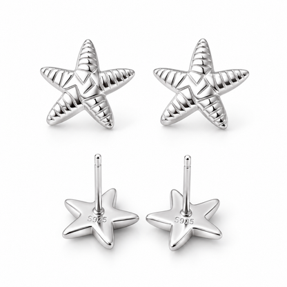 Sterling Silver Starfish Stud Earrings Solid S925 Hallmark