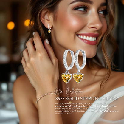Sterling Silver Heart Drop Huggie Earrings