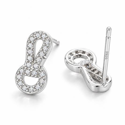 Sterling Silver Infinity Knot Circle Stud Earrings S925 Hallmark